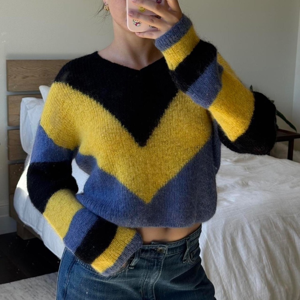 Yellow, Black, and Blue Striped Sweater